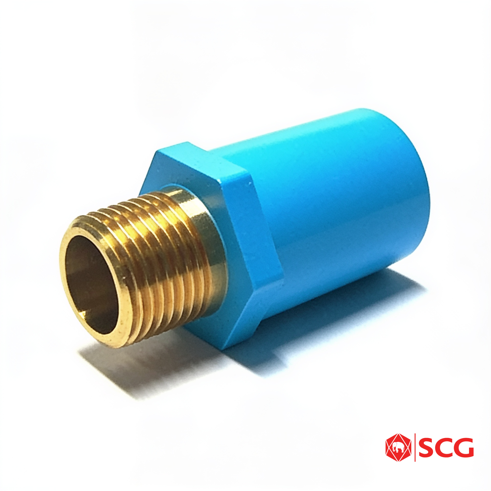 ข้อต่อตรงเกลียวนอกทองเหลือง-หนา PVC ฟ้า SCG