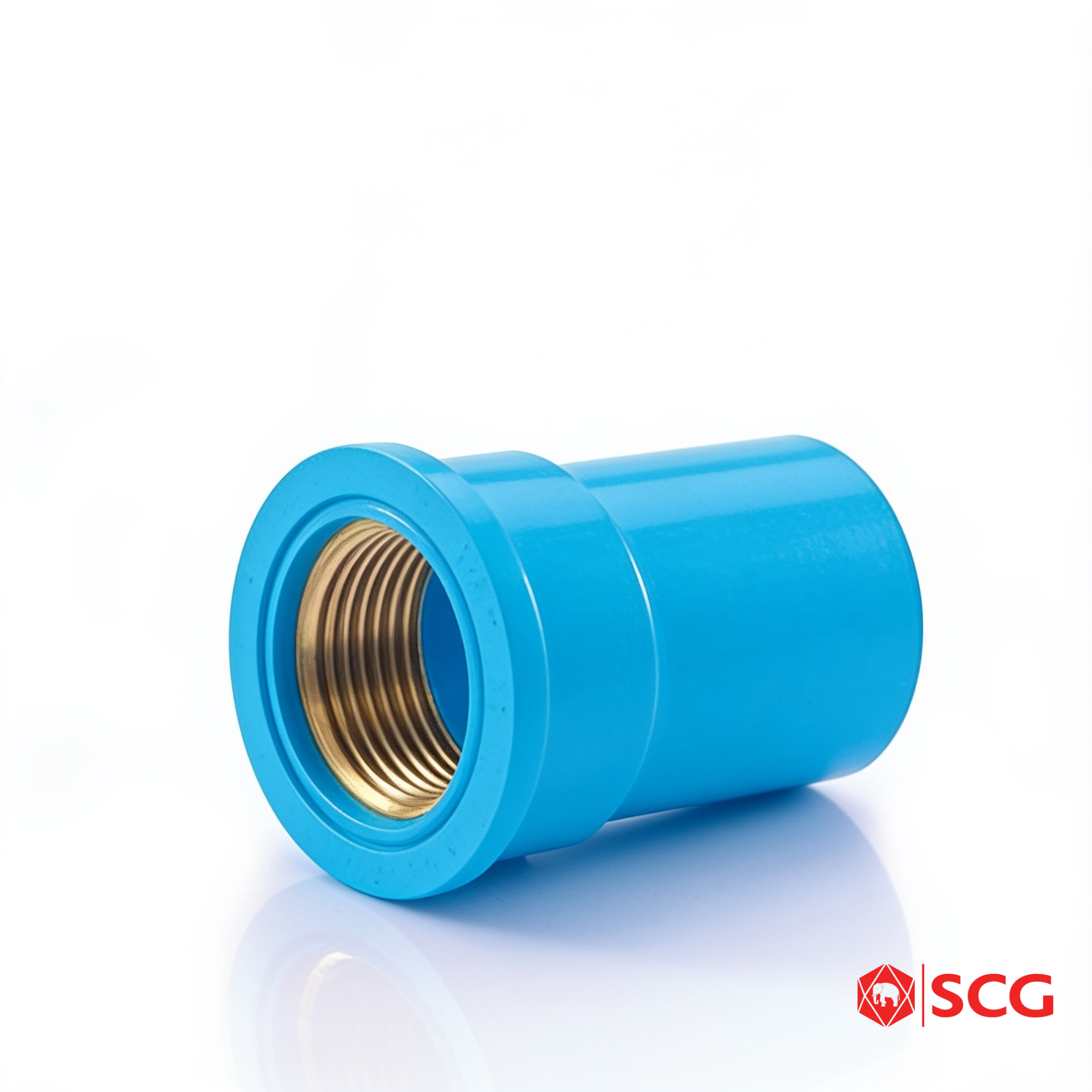 ข้อต่อตรงเกลียวในทองเหลือง-หนา PVC ฟ้า SCG