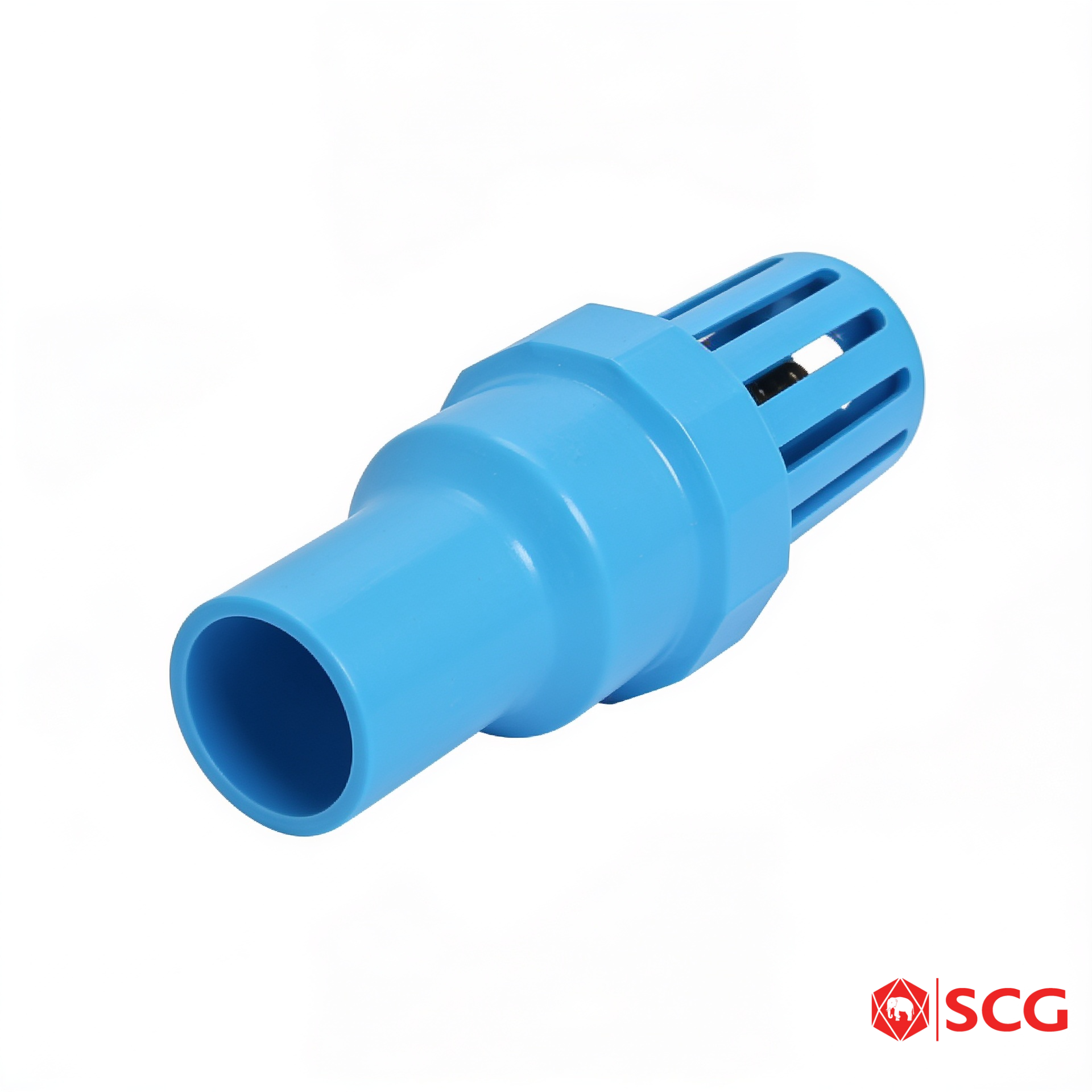 ฟุตวาล์ว หัวกะโหลก หนา PVC ฟ้า SCG