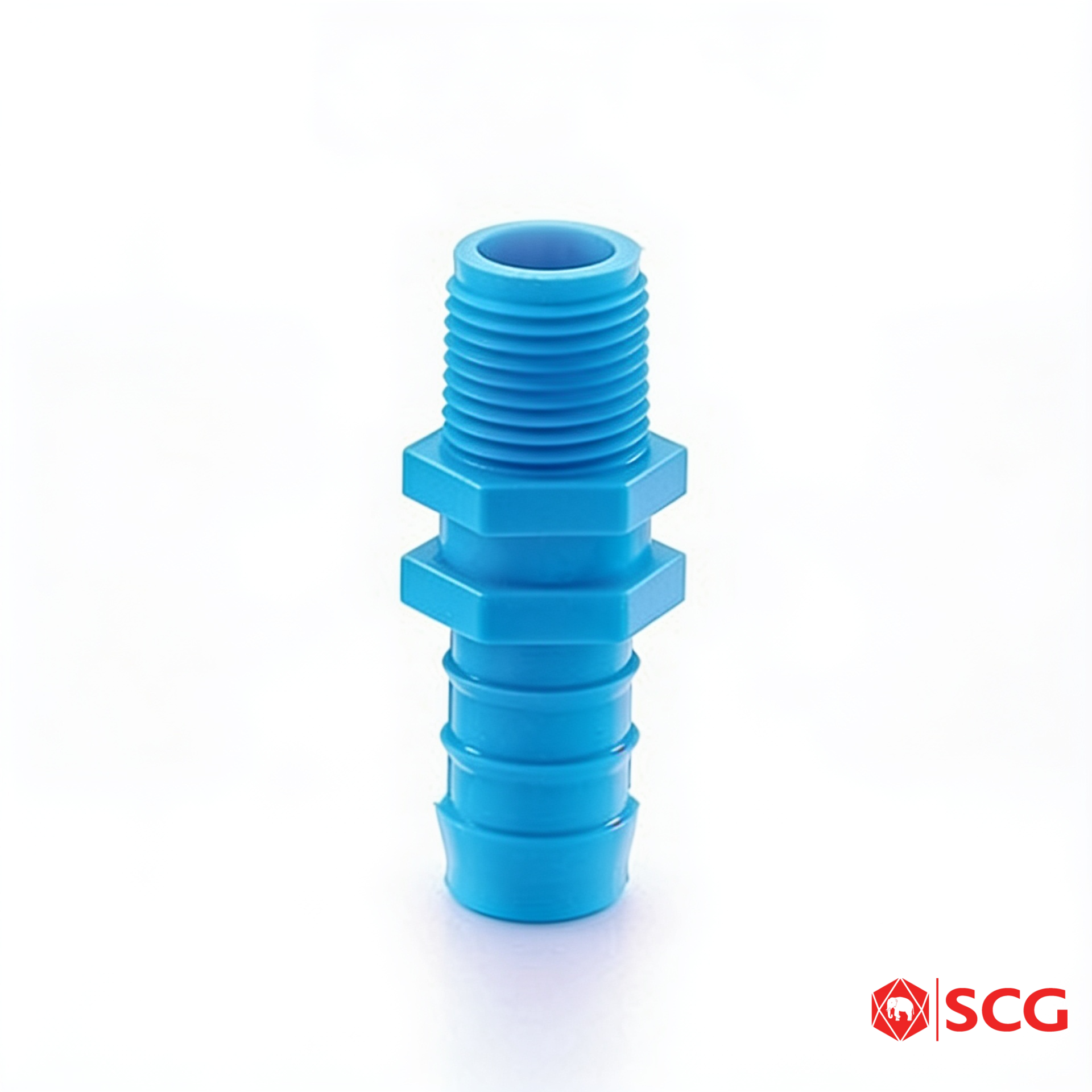 หัวกันไหลเกลียวนอก หนา PVC ฟ้า SCG