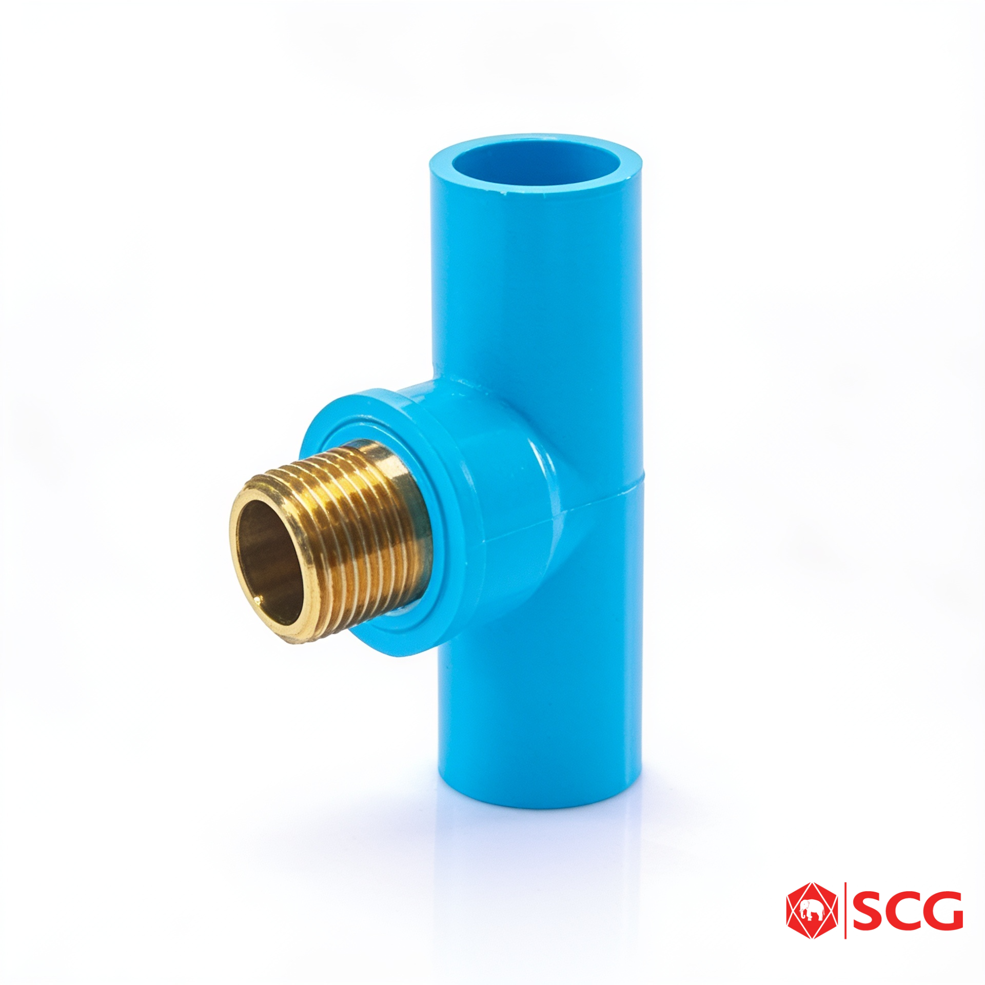 สามทางเกลียวนอกทองเหลือง หนา PVC SCG